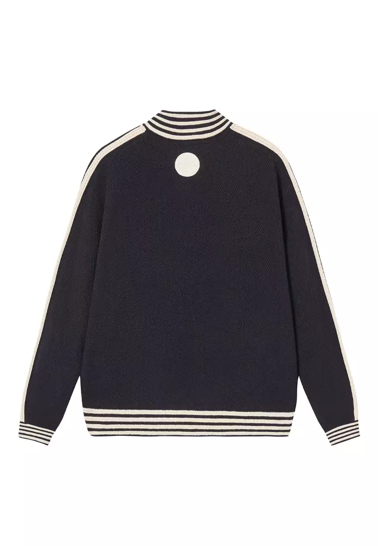 女裝鳶尾花 LOGO 拼色條紋針織外套 開襟毛衣