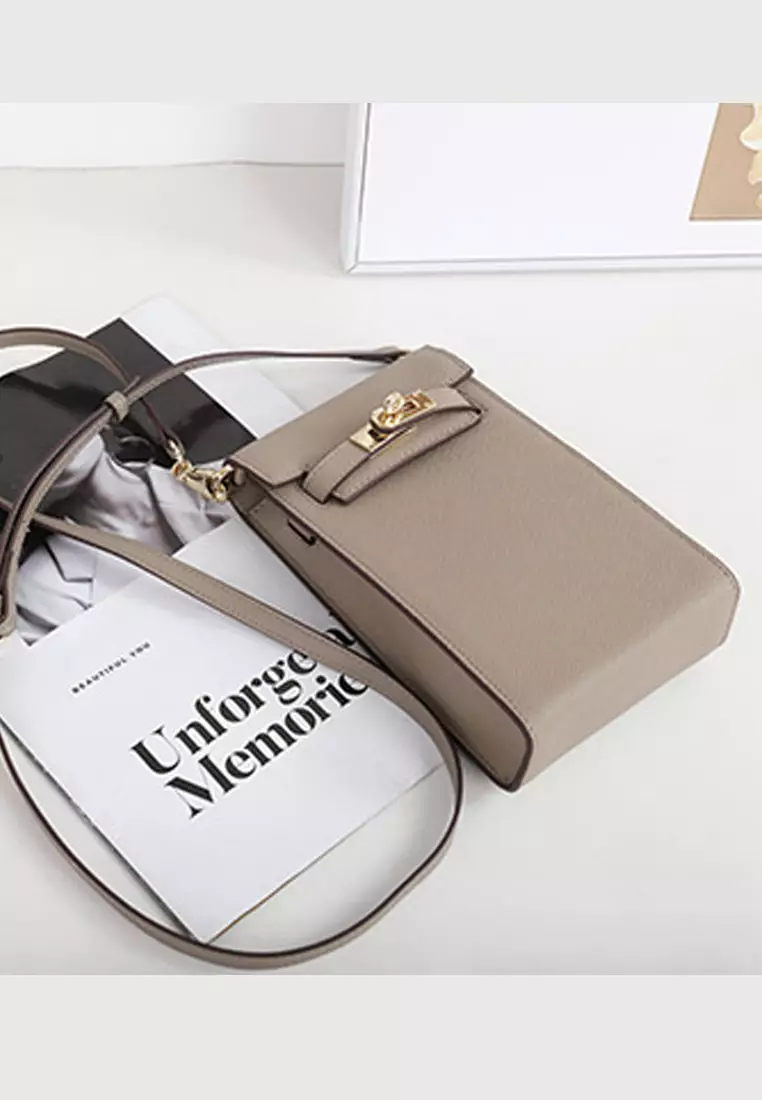 Genuine Calf Leather Metal Buckle Mobile Shoulder Bag JW YT-6764