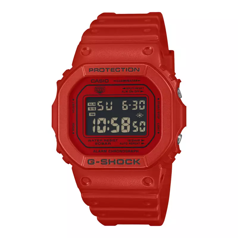 Jam Tangan Pria Casio G-Shock DW-5600RRB-4JF Iconic Red Series Digital Dial Red Resin Band (JDM)