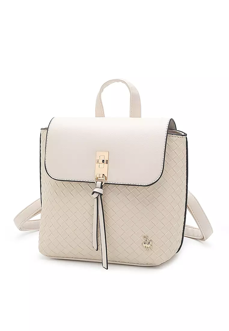 3-in-1 Women's Tote Bag + Backpack + Pouch - White