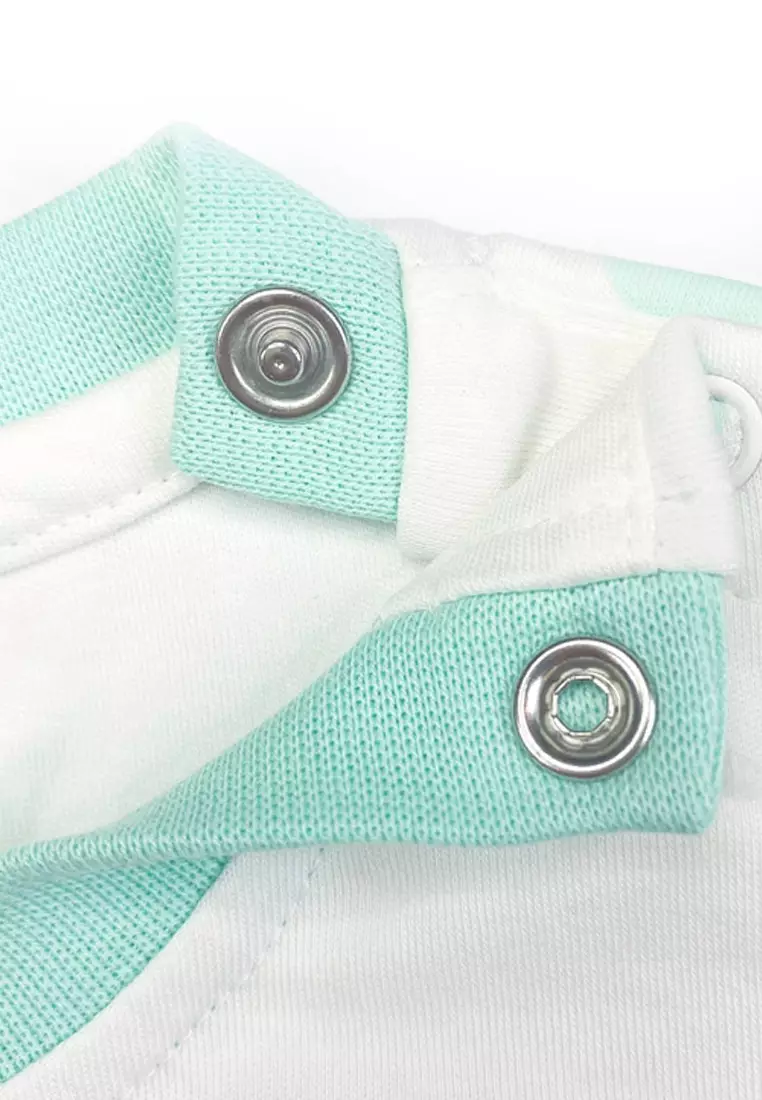 Buy Toffyhouse Toffyhouse green striped dungaree with tshirt set