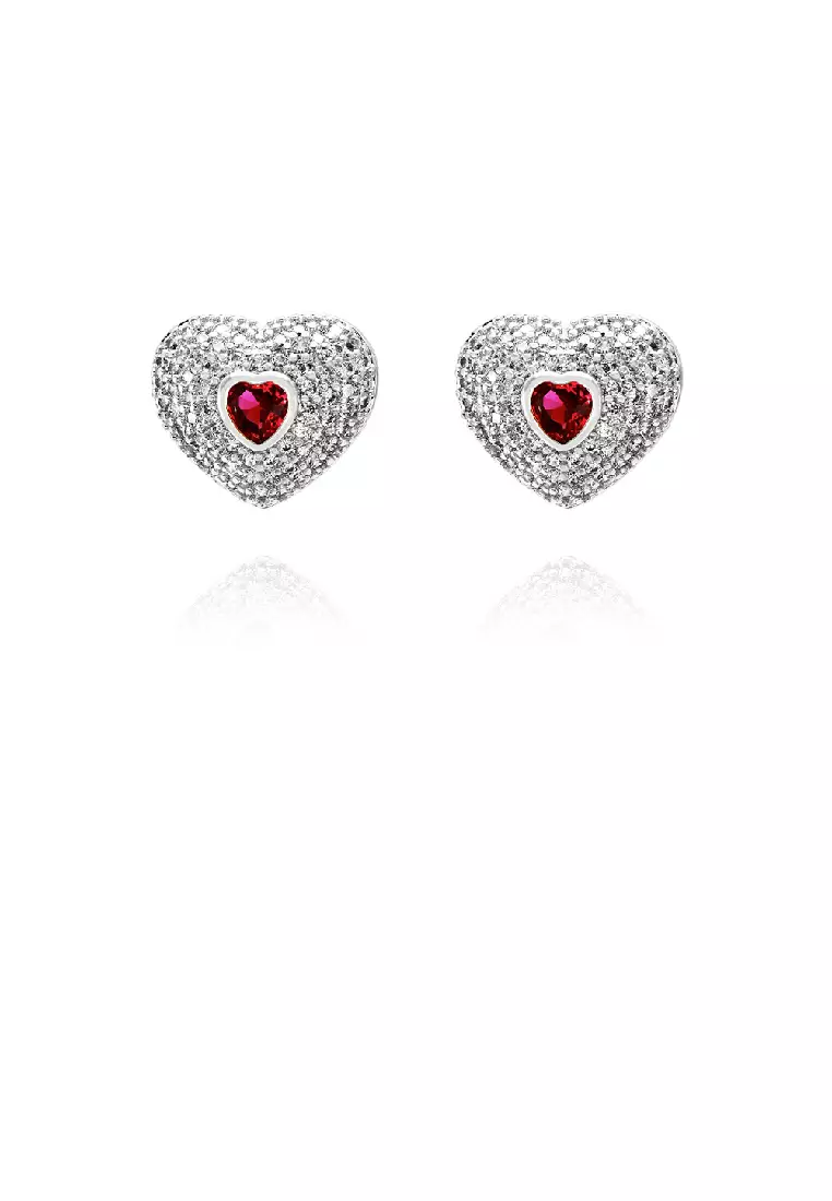 Red and white stone earrings on sale