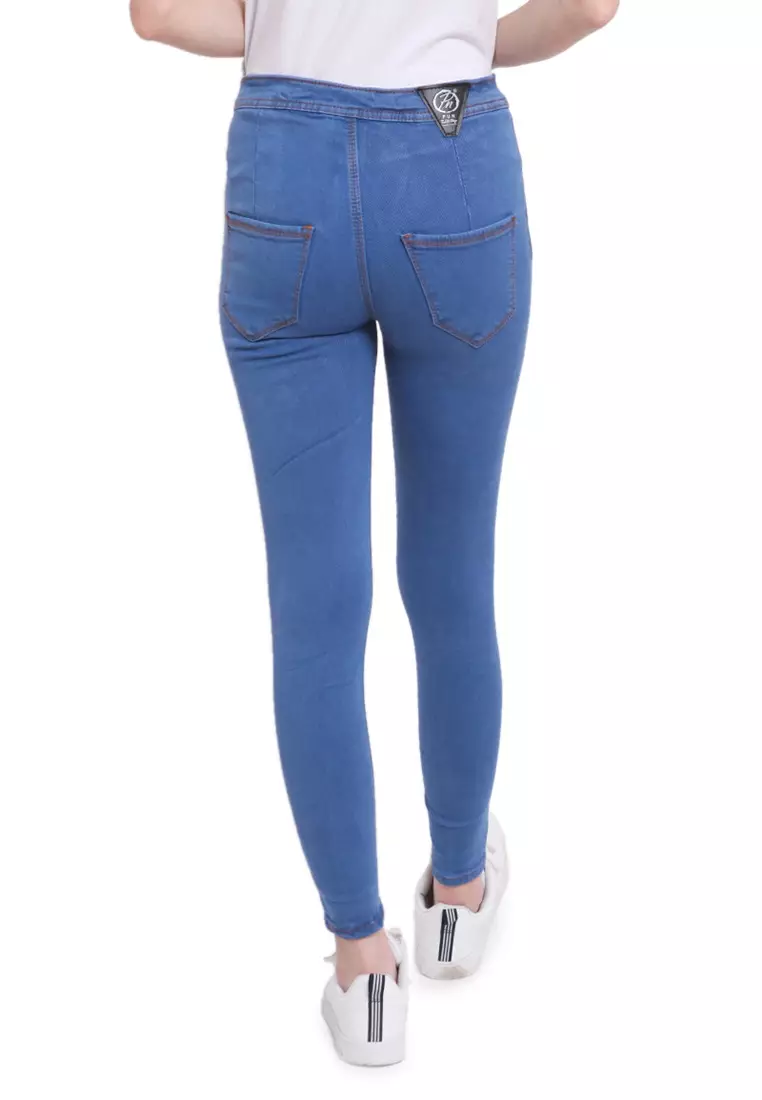 Celana High Waist Skinny Jeans Bawahan Wanita Premium Quality - Ice Blue