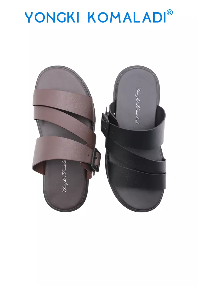 YONGKI KOMALADI LEWIN SANDAL LAKI LAKI OL-KIA4320-BF COFFEE