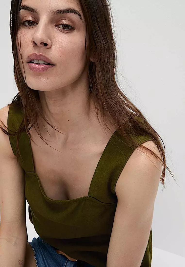 Linen Rich Square Neck Vest Top