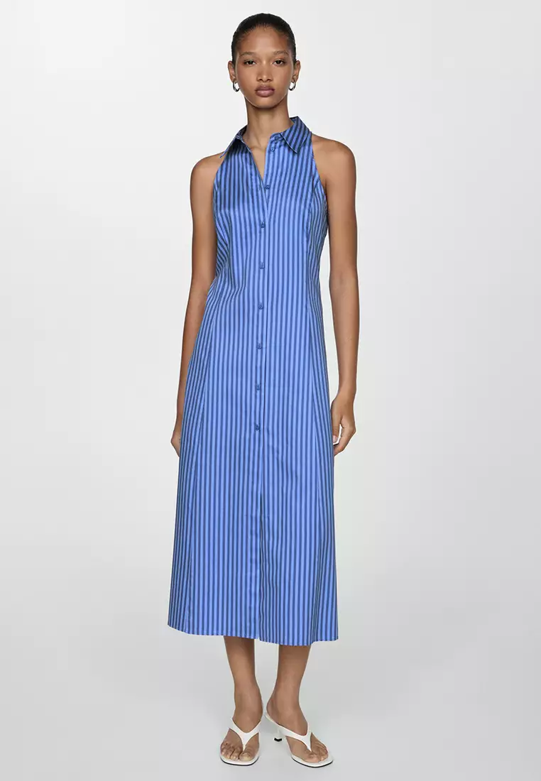 Mango striped midi dress hotsell