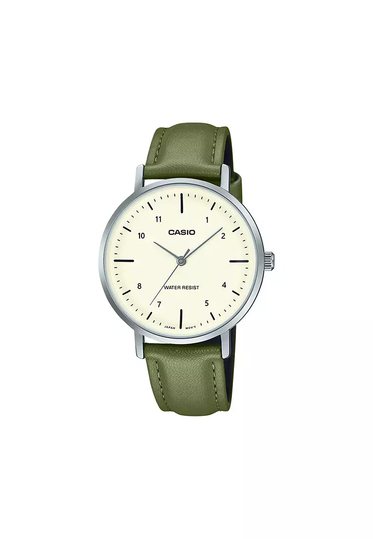 LTP-VT03L-3B Women Analog Watch Green Leather Strap