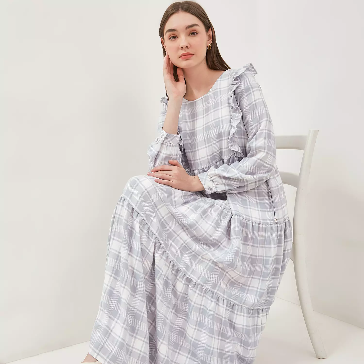 Jual Graphis GRAPHIS Plaid and Frill Maxi Dress Original 2025 | ZALORA ...