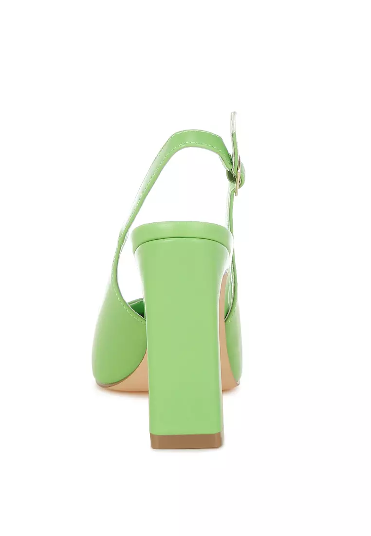 Pointy Toe Slingback Pumps In Green