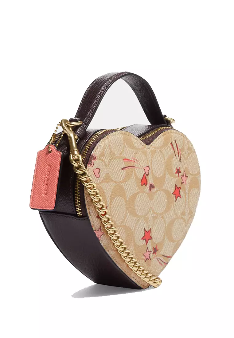 COACH®  Heart Crossbody In Signature Canvas With Heart And Star Print
