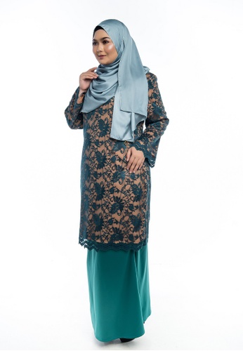 Buy Nayli Plus Size Kurung Modern Turquoise Lace from Nayli in orange and green and Multi only 399