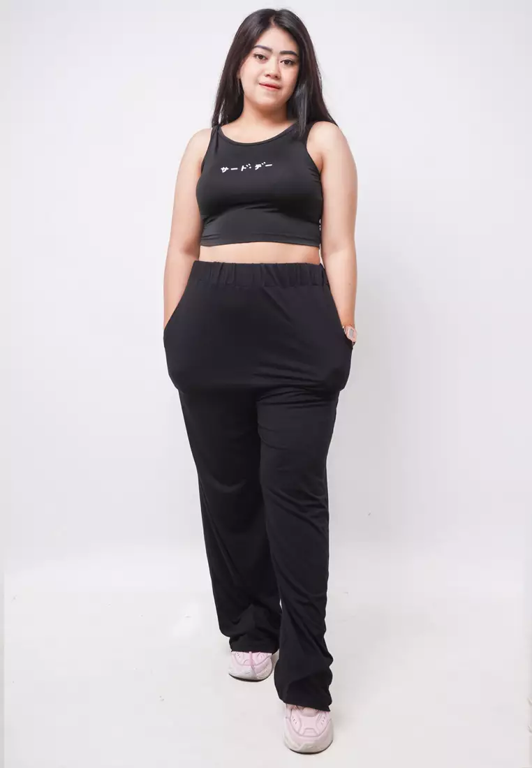 LTE22 TDLA CRTK Crop Tanktop Casual Wanita Katakana Black