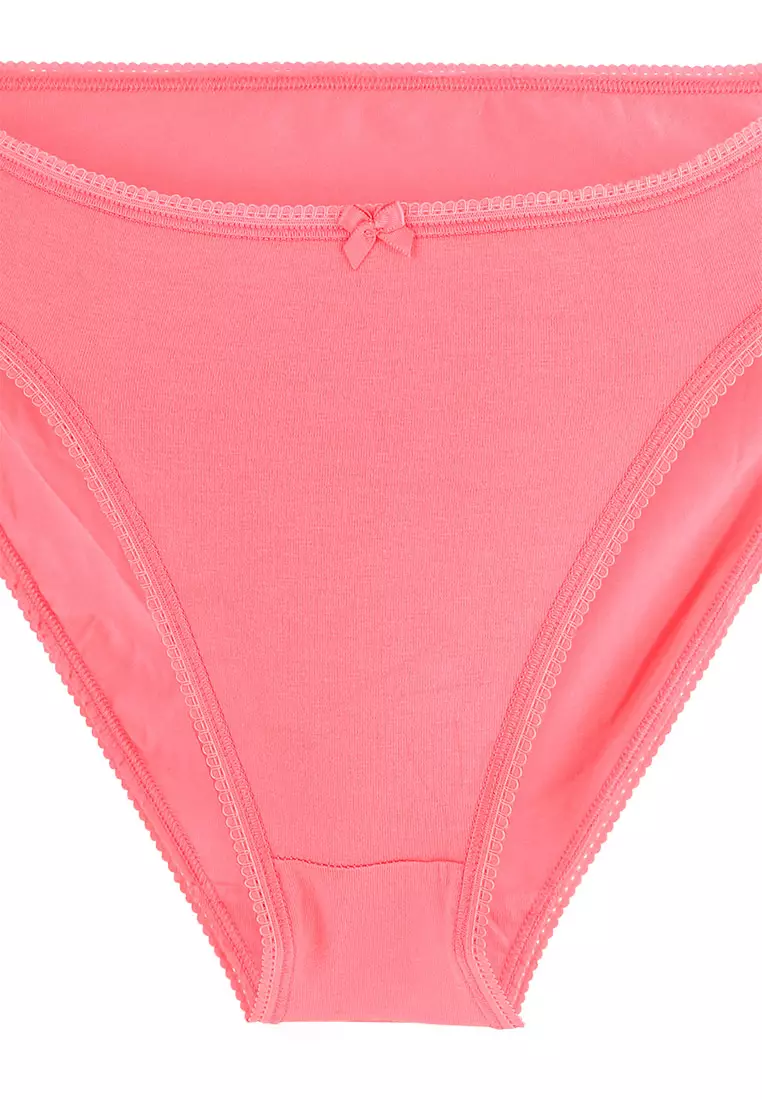 5pk Cotton Lycra High Leg Knickers