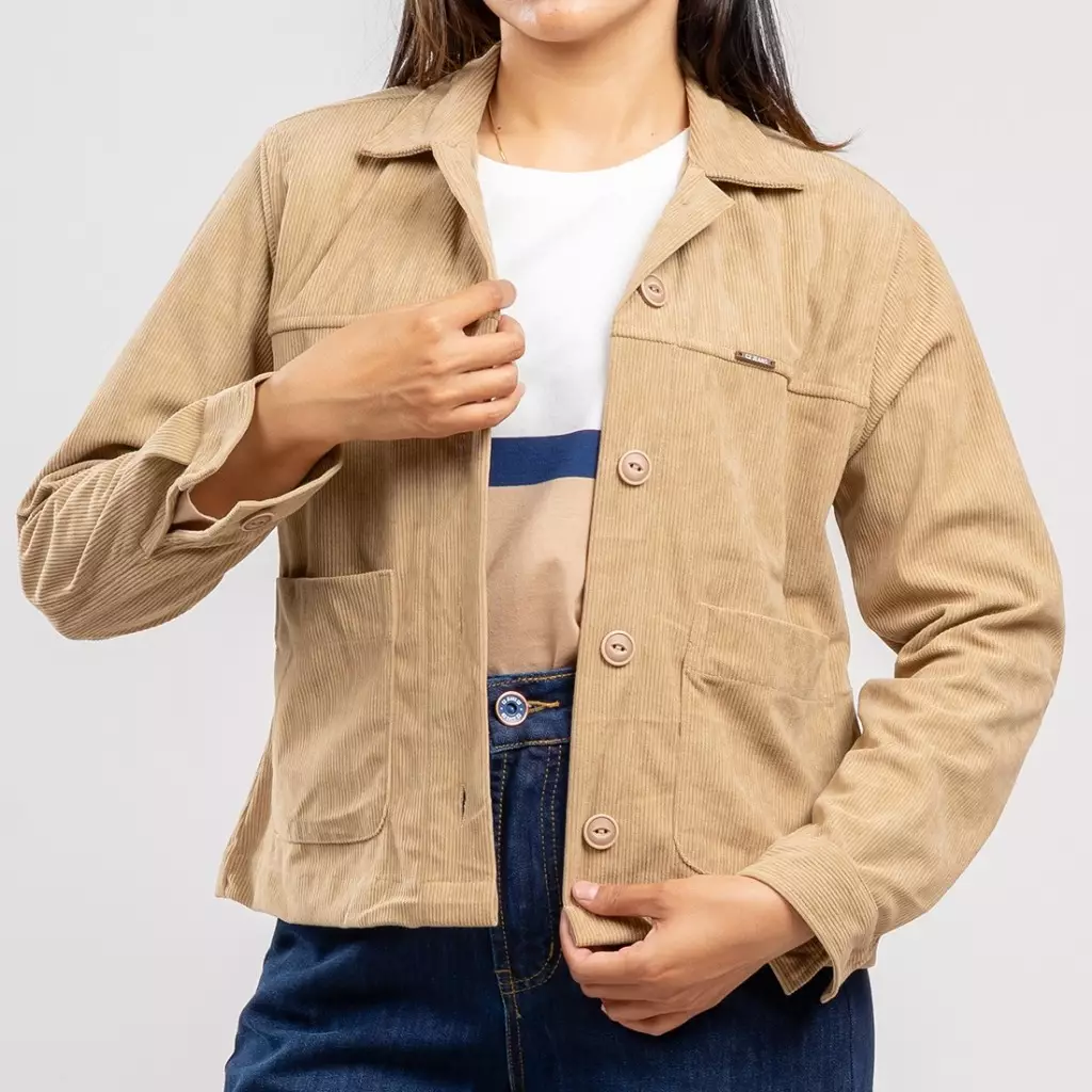 C2 Fairly Khaki Crop Outer Wanita