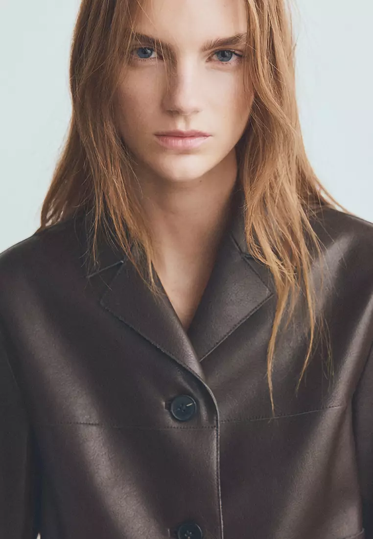 Faux-Leather Jacket With Pockets
