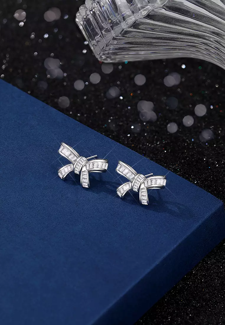 Anting Wanita Korea Berlian Antingan Kotak Indah Anting Cewek silver