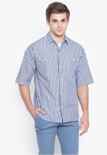 Shop Rein Paul Short Sleeves Open Collar Striped Shirt Online On