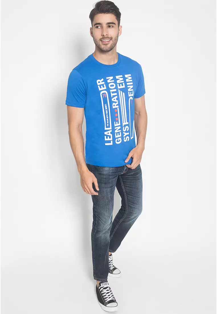 LGS - Kaos Youth Casual - Sablon LGS Denim - Biru - Slim Fit