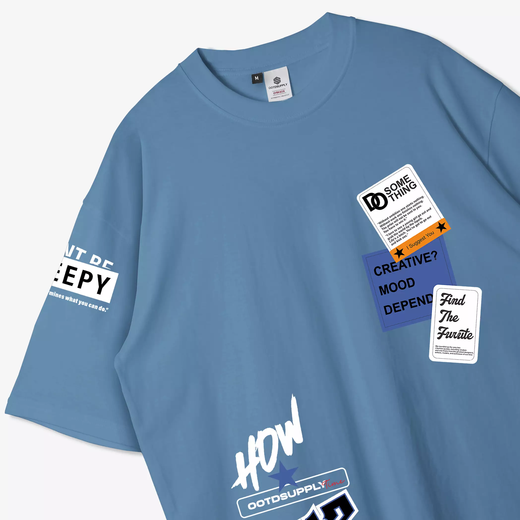 OOTDSUPPLY Oversized Tshirt Future Steel Blue & Black