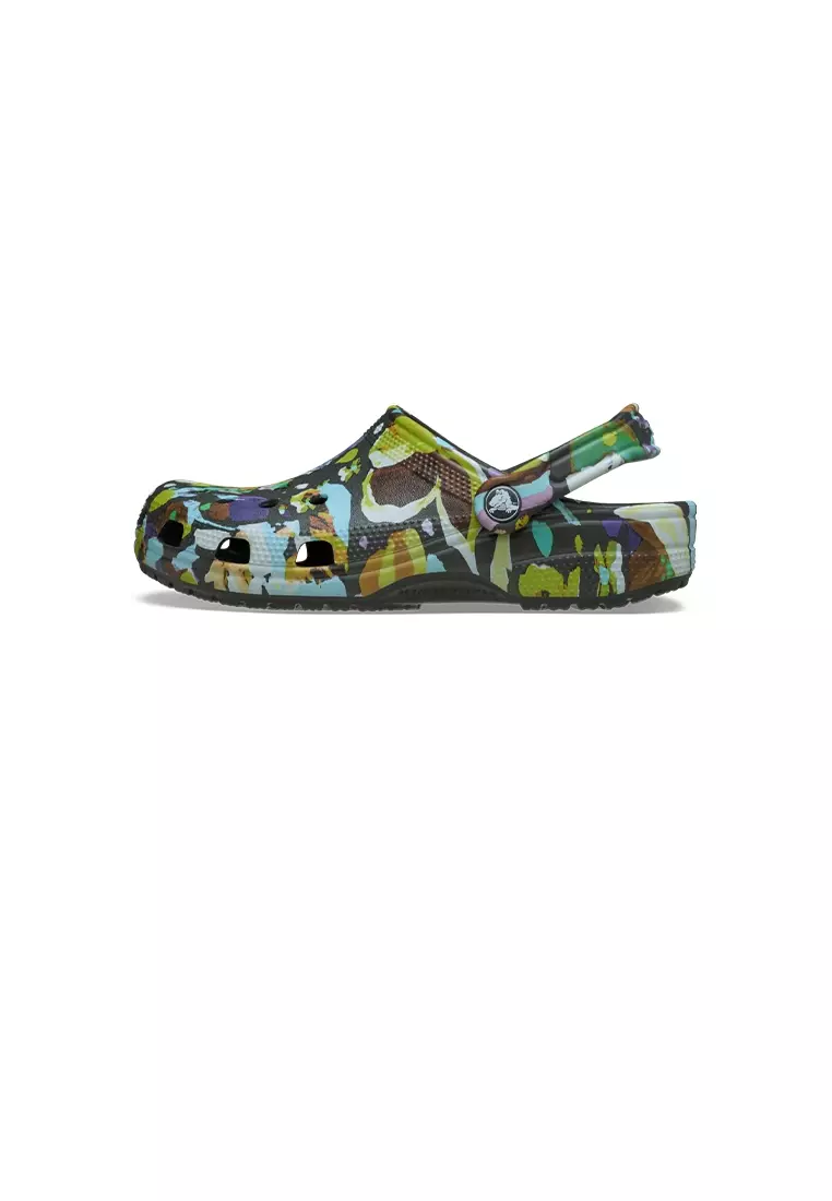 Classic Painted Floral Clog in Black Sand