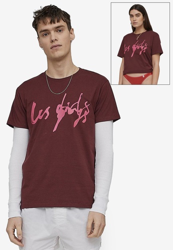 Les Girls Les Boys brown Single Jersey Scratchy Font T-Shirt 782E4AA91CB95AGS_1