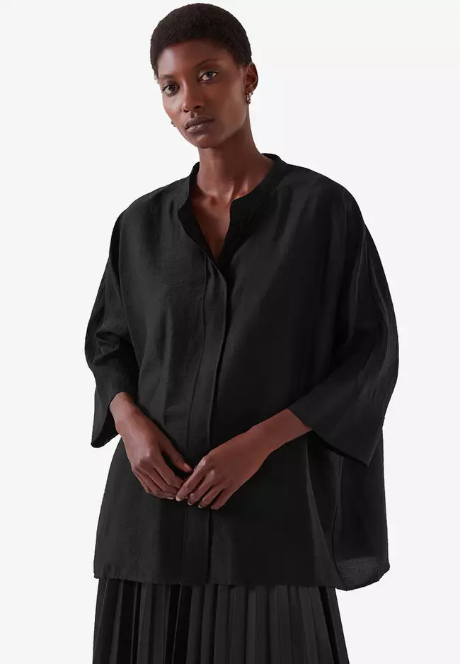 COS OVERSIZED GRANDAD-COLLAR SHIRT DRESS