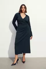 h and m jersey wrap dress H&M MAMA PINK JERSEY WRAP MIDI DRESS SIZE L 14
