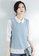 A-IN GIRLS white and blue Fake Two Piece Panel Lapel Top 27B39AA53D85D8GS_3