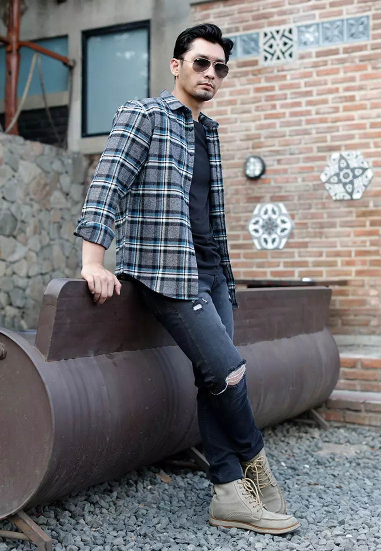 OXCON Extra Comfort Authentic Flannel Shirt misty Turquoise