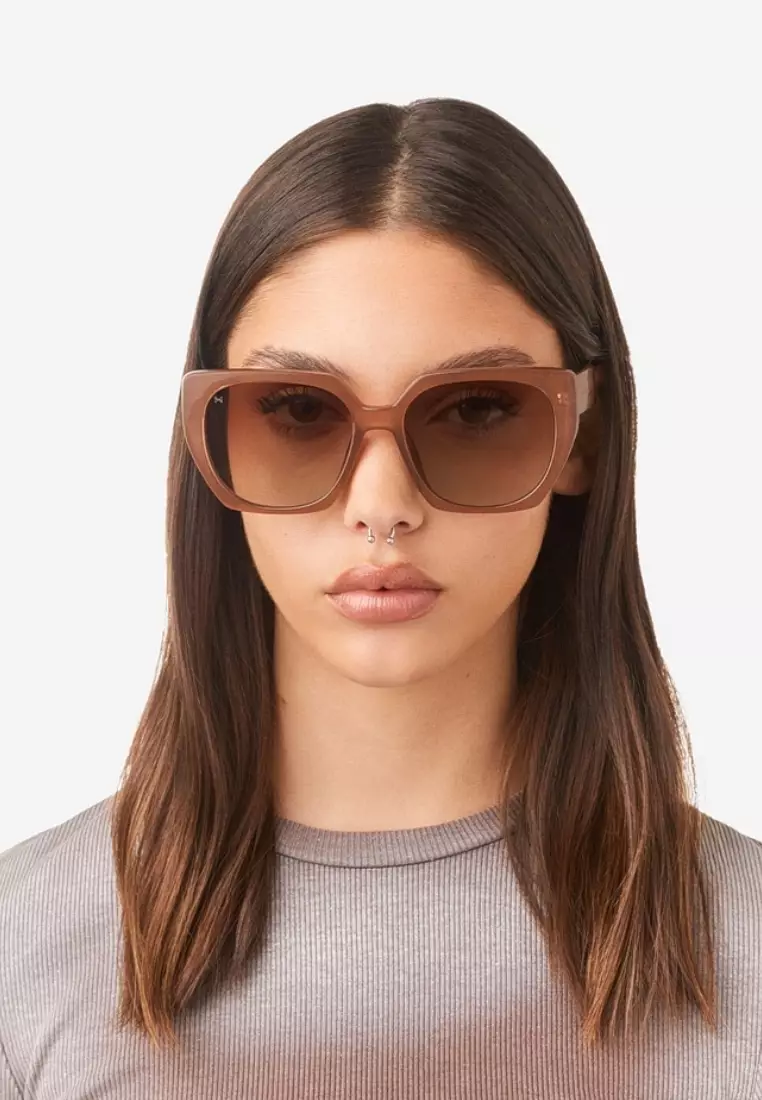 HAWKERS Light Brown Nature Eco Boujee Sunglasses For Women, Female. Official Product Designed In Spain
