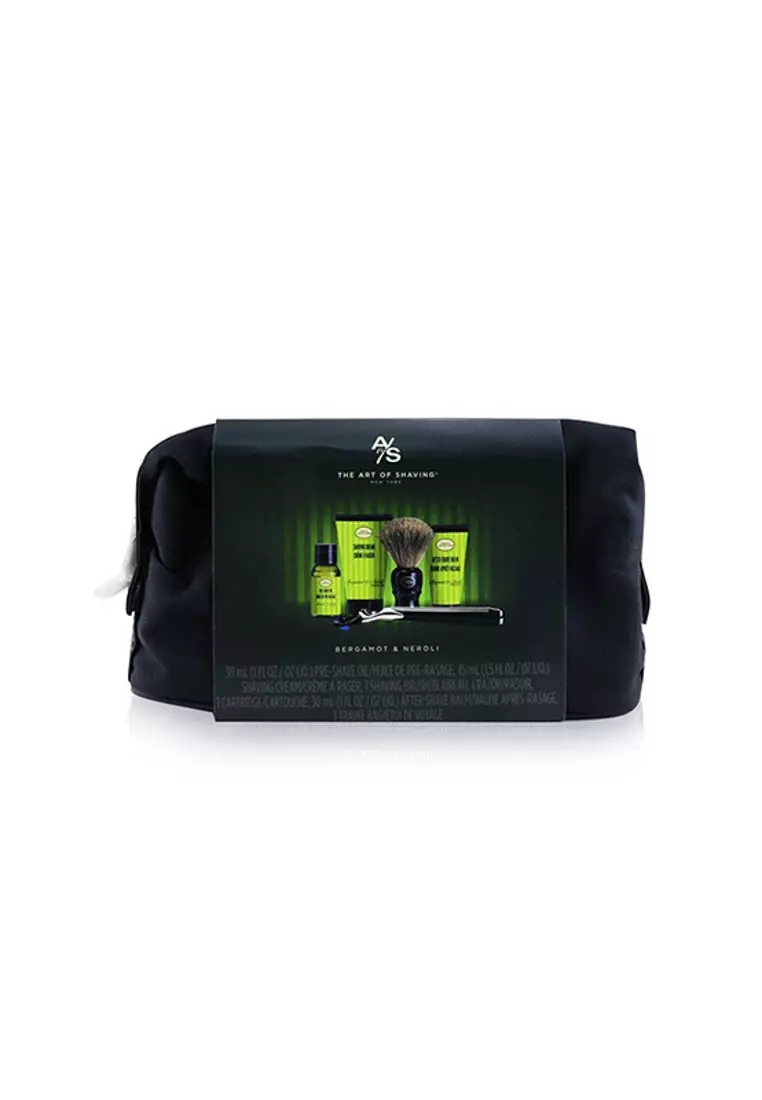 The Four Elements Of The Perfect Shave Set With Bag - Bergamot & Neroli : Pre Shave Oil + Shave Crm + A/s Balm + Brush + Razor 5pcs+1bag