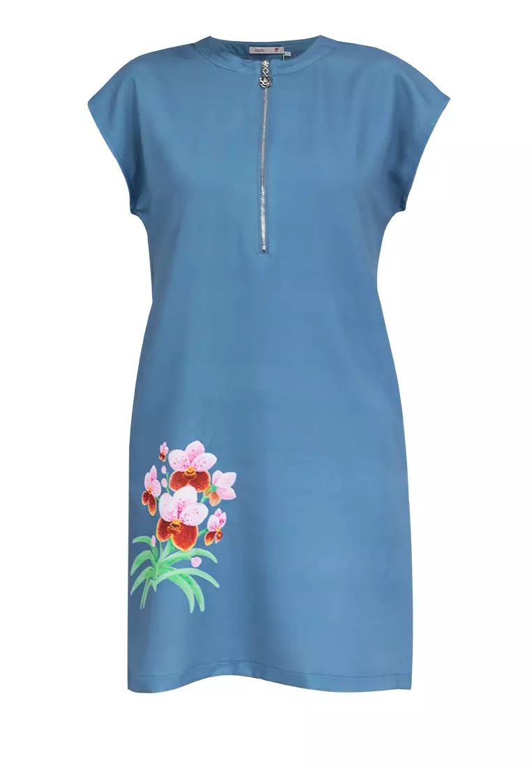 DAYLINE Zip Up Filipiniana Dress with Print