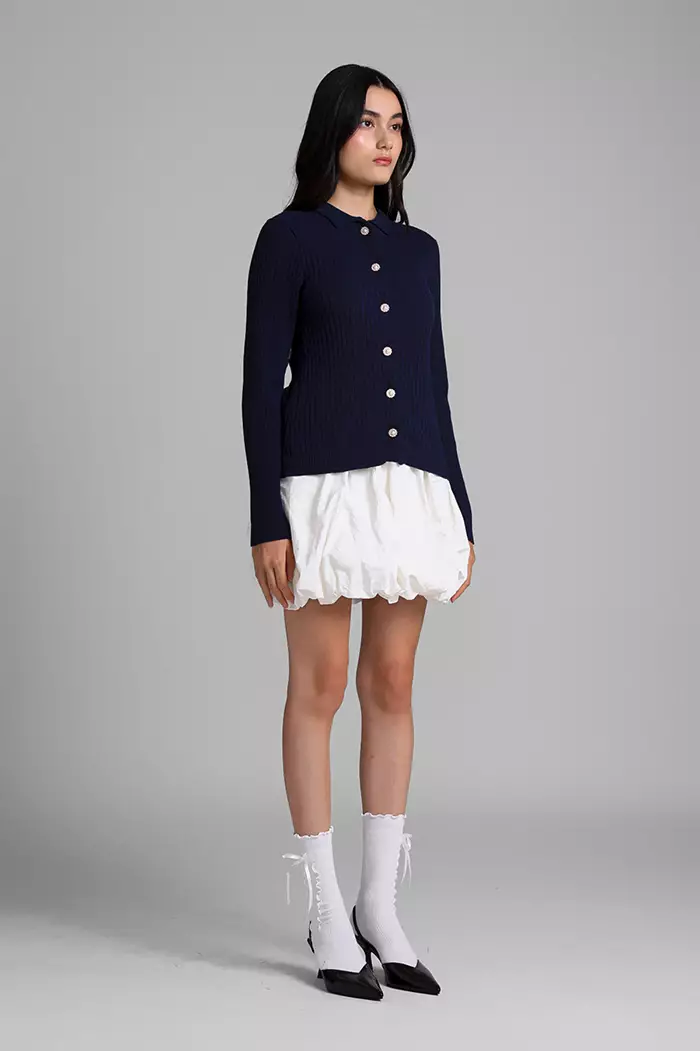 COTTONINK Studio - Atasan Rajut Knit Wanita Navy Avenue #HolidayCollection