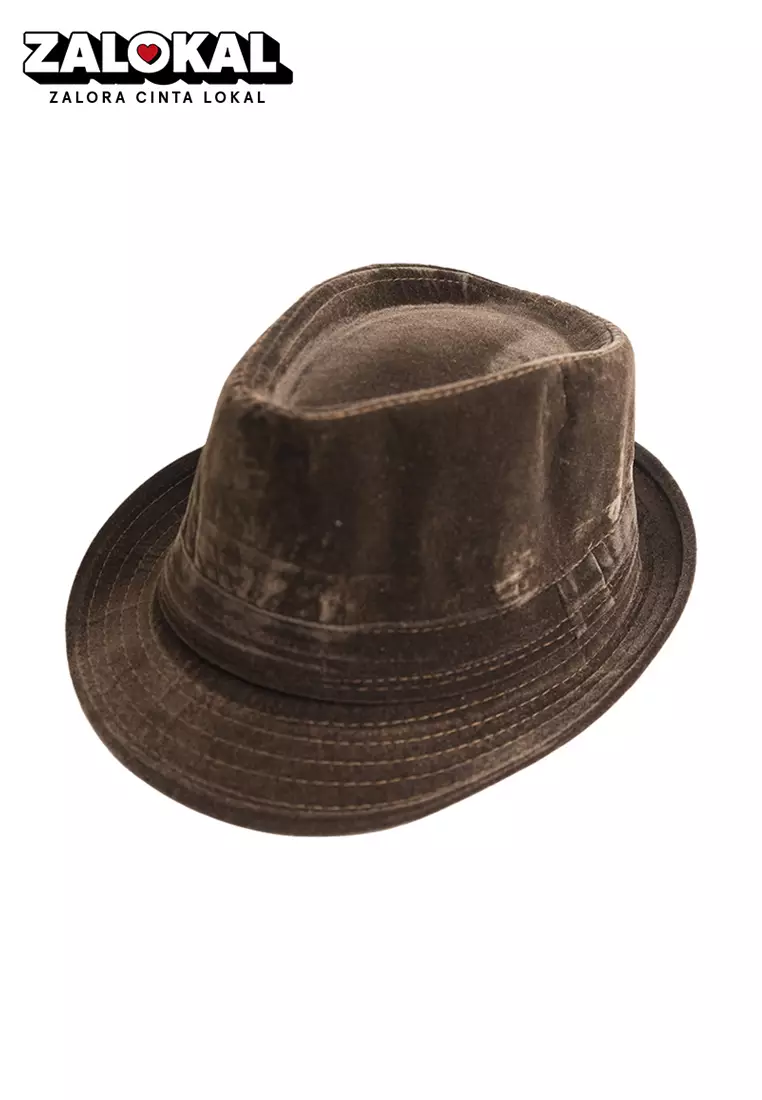 Topi fedora cowboy hat fedora corduroy dark brown houseofcuff