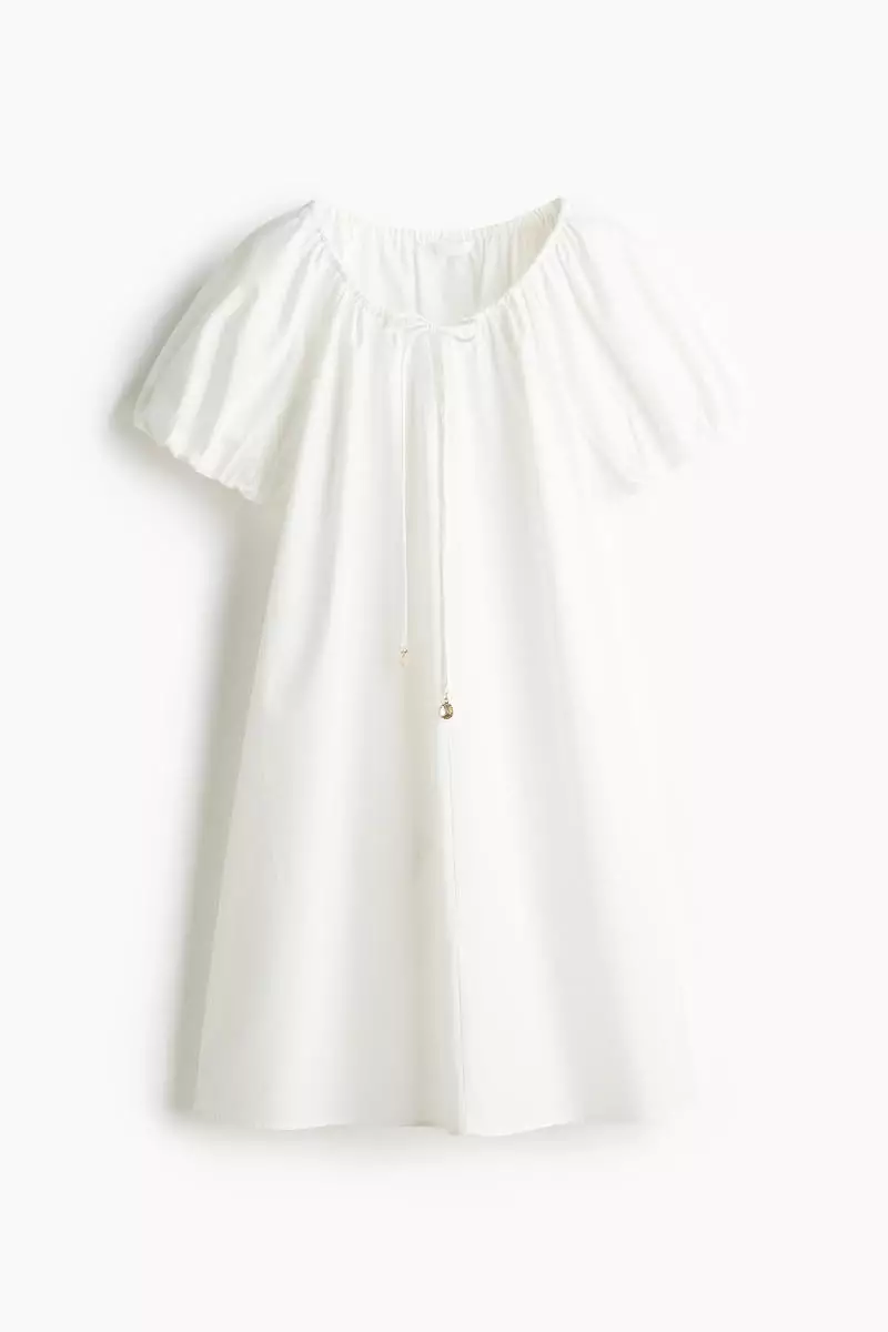 Drawstring-neck dress