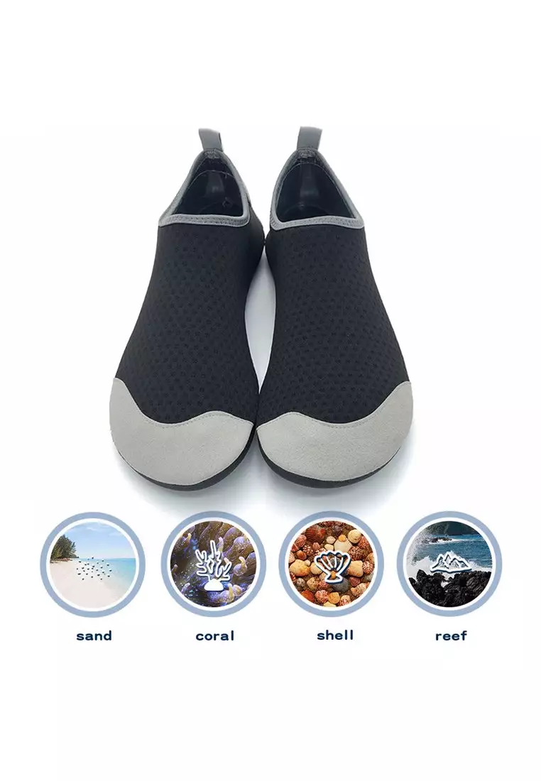 Non-Slip 2 Tone TPR Aqua Shoes - Black