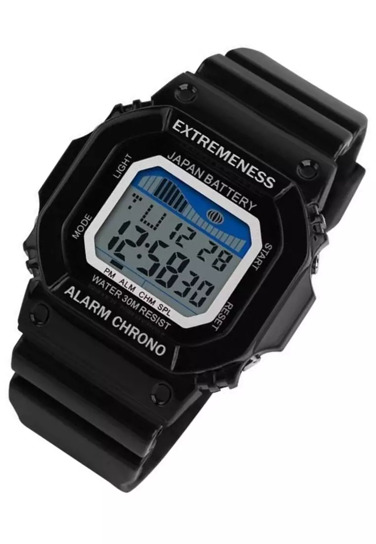 Jam Tangan Kasual Digital Pria Waterproof 30m Strap Tali Material Silicone AT77 ORIGINAL