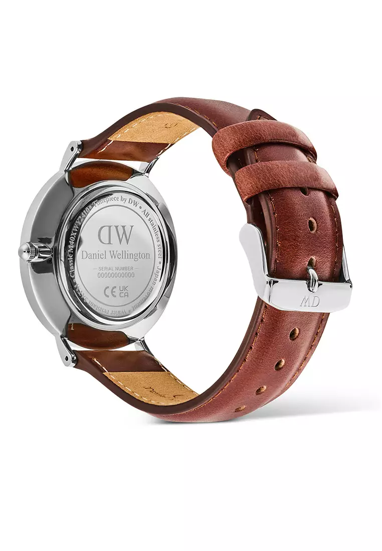 Classic 40mm Multi-Eye St Mawes Off-White Silver Sunray Silver Men Watch stainless steel Leather strap watch DW Official Authentic Original