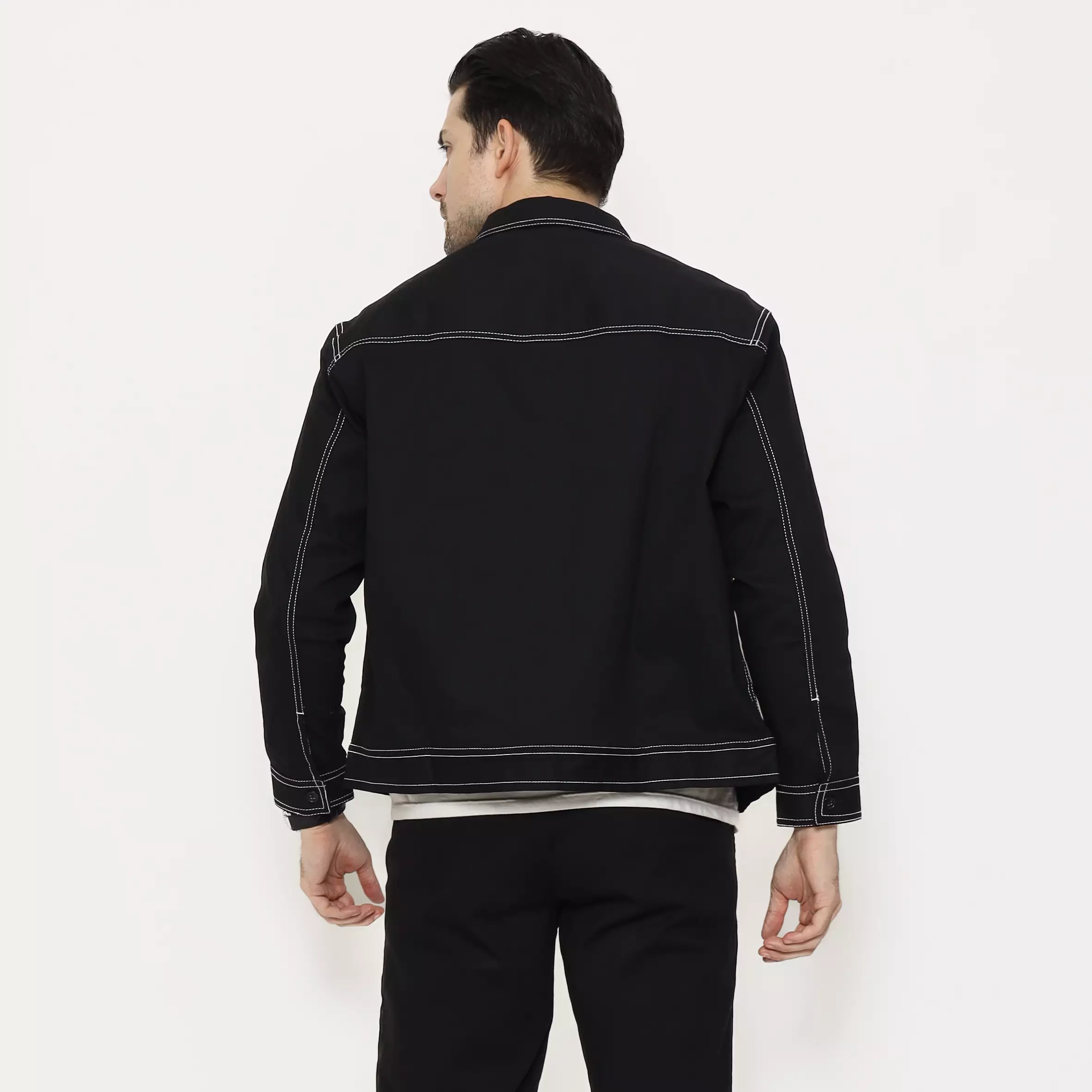 SCHOELLER JON-K5 Jaket Casual Pria Regular Fit Cotton Stretch Warna Black