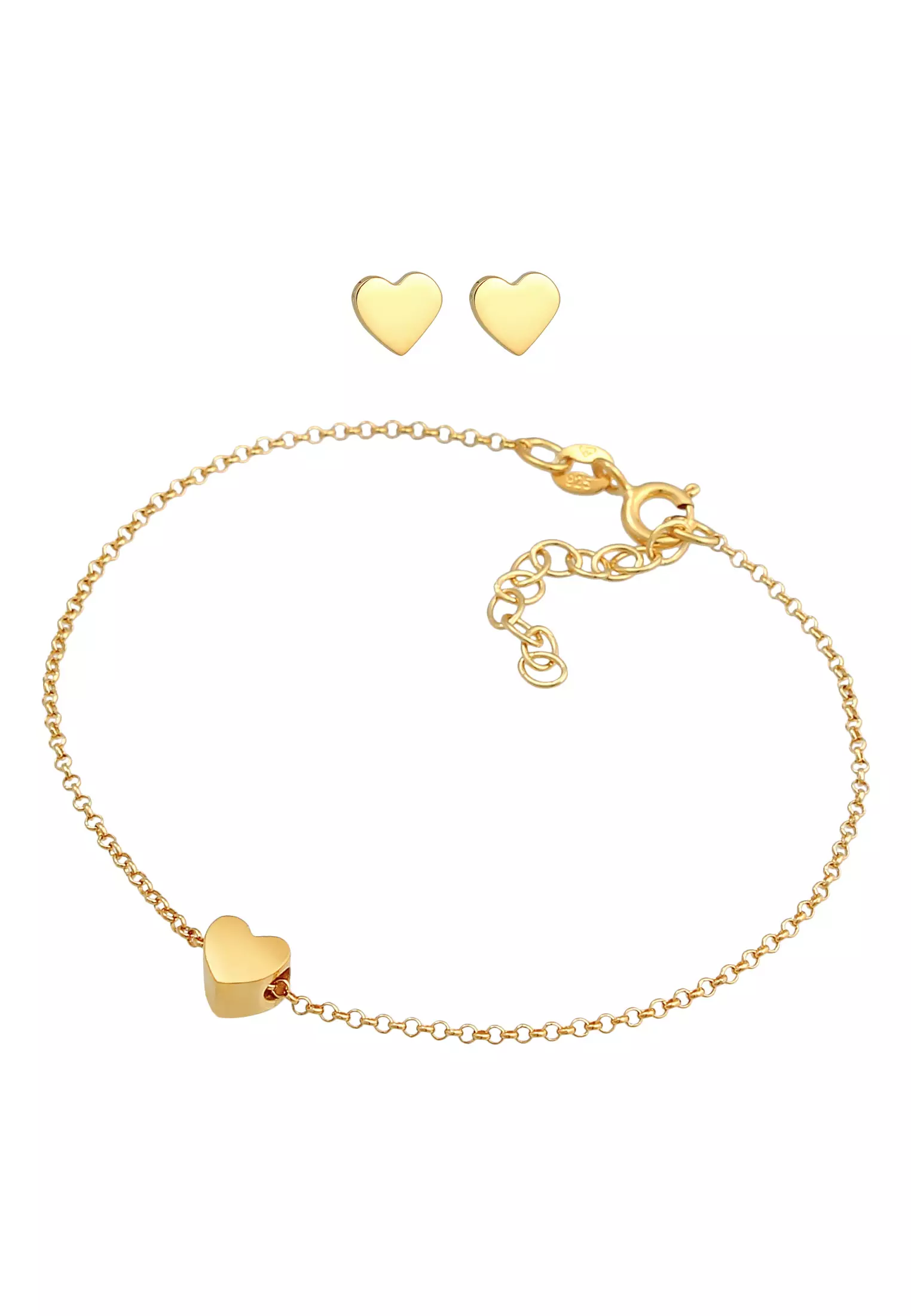Jewelry Set Heart Pendant Stud Earrings Basic Gold Plated