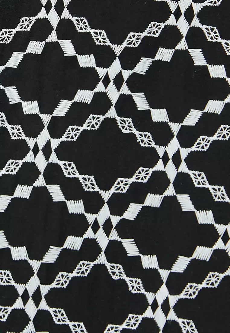 Short Sleeve Shirt Geometric Embroidered Regular Fit