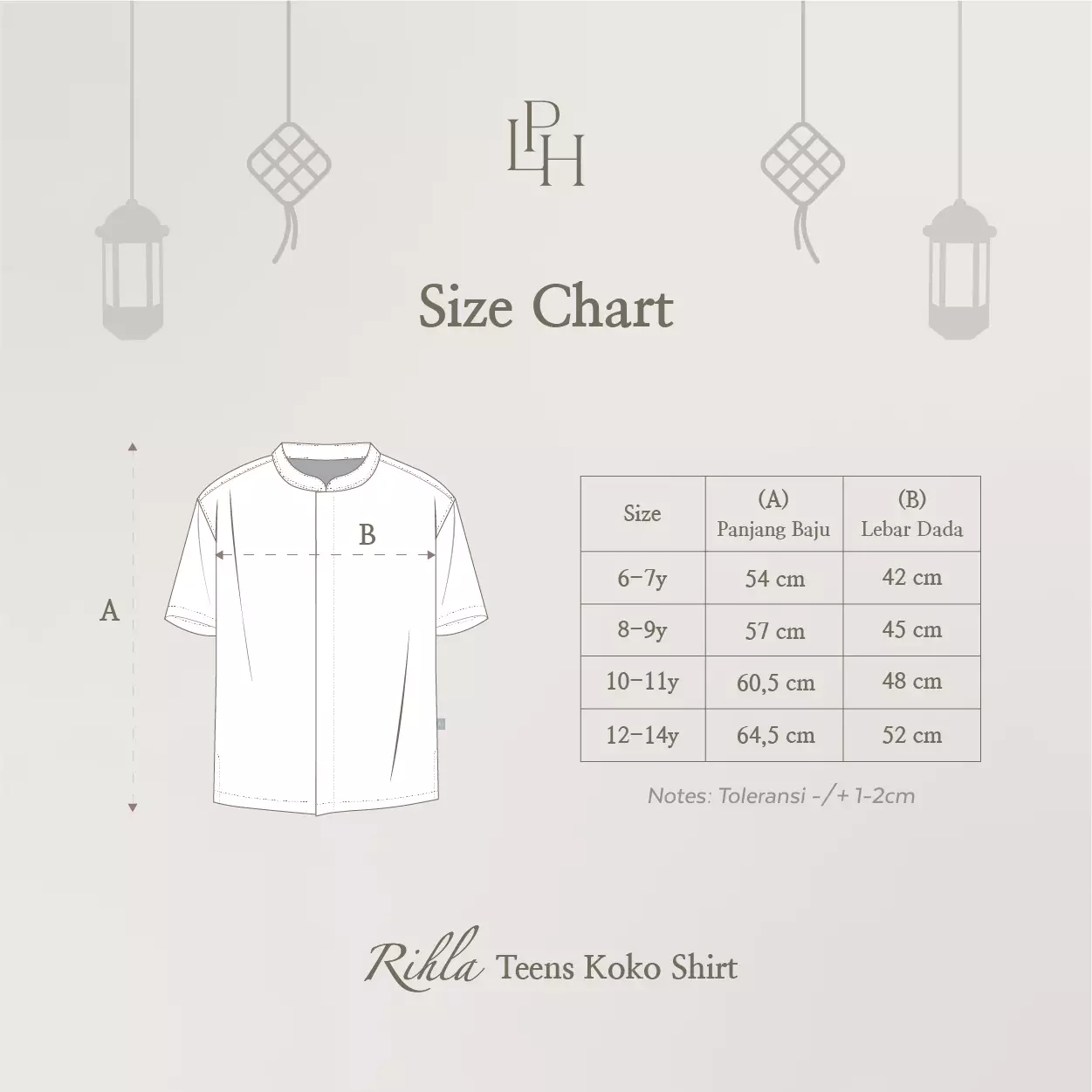 Little Palmerhaus - Baju Lebaran 2026 - Rihla Teen Koko Shirt (Baju Koko Anak Usia 6-14 Tahun) Beige