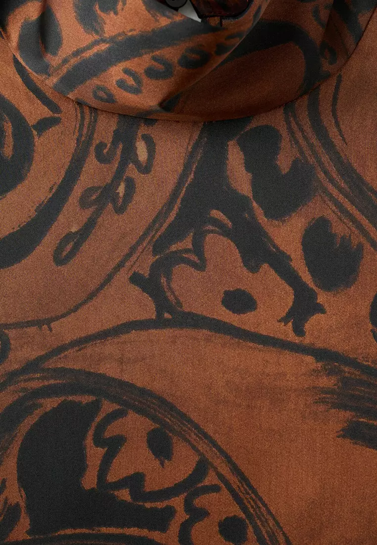 Paisley-Print Satin Blouse