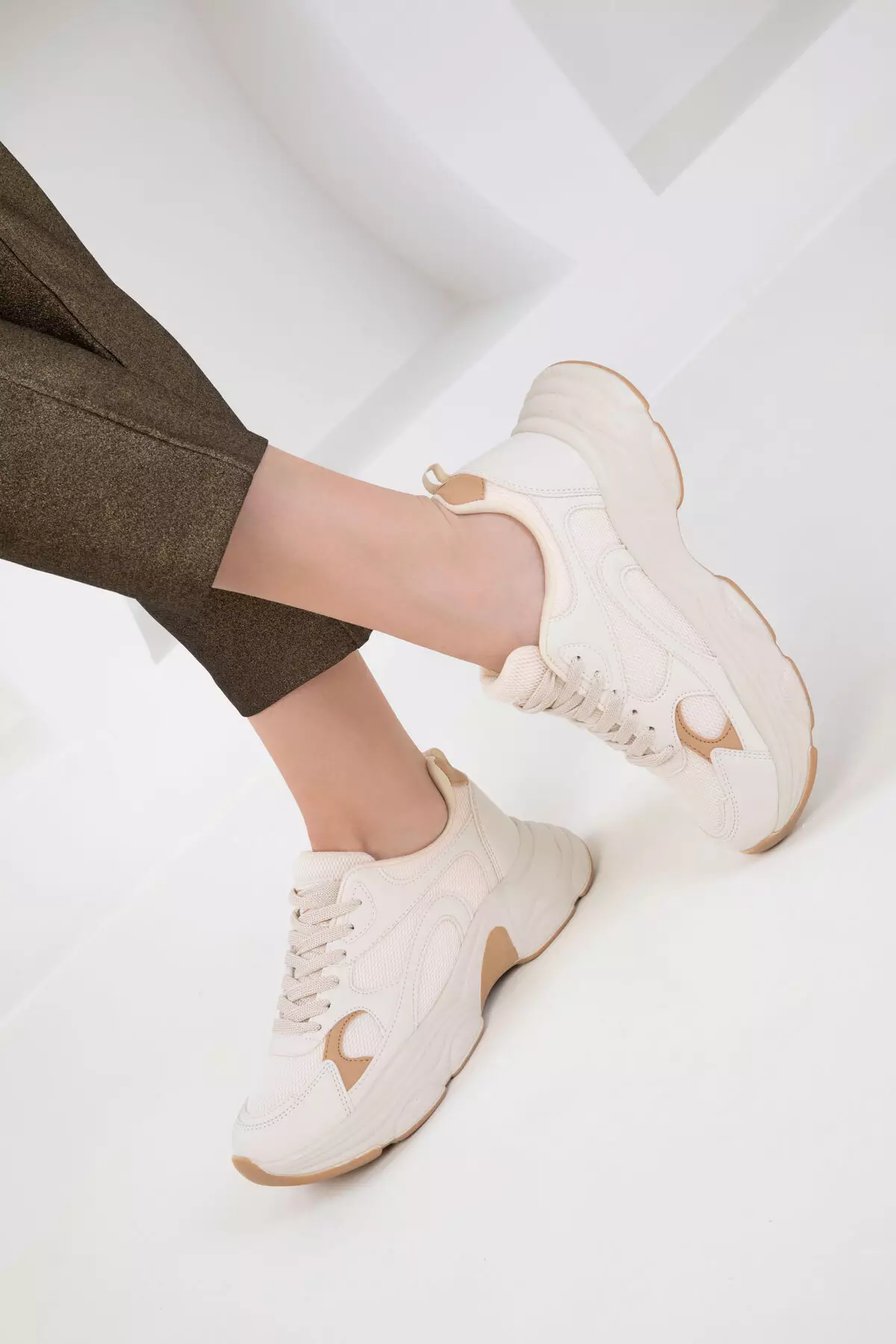 Beige-Tan Women's Sneaker 20566