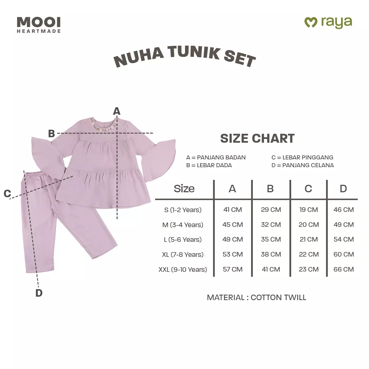 Mooi Setelan Anak Perempuan Raya Collection Nuha Tunik Set V1 - Pink Rose
