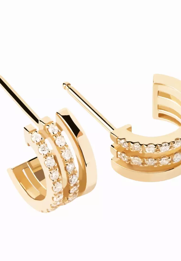 La Terzina Diamond 18K Gold Stud Earrings