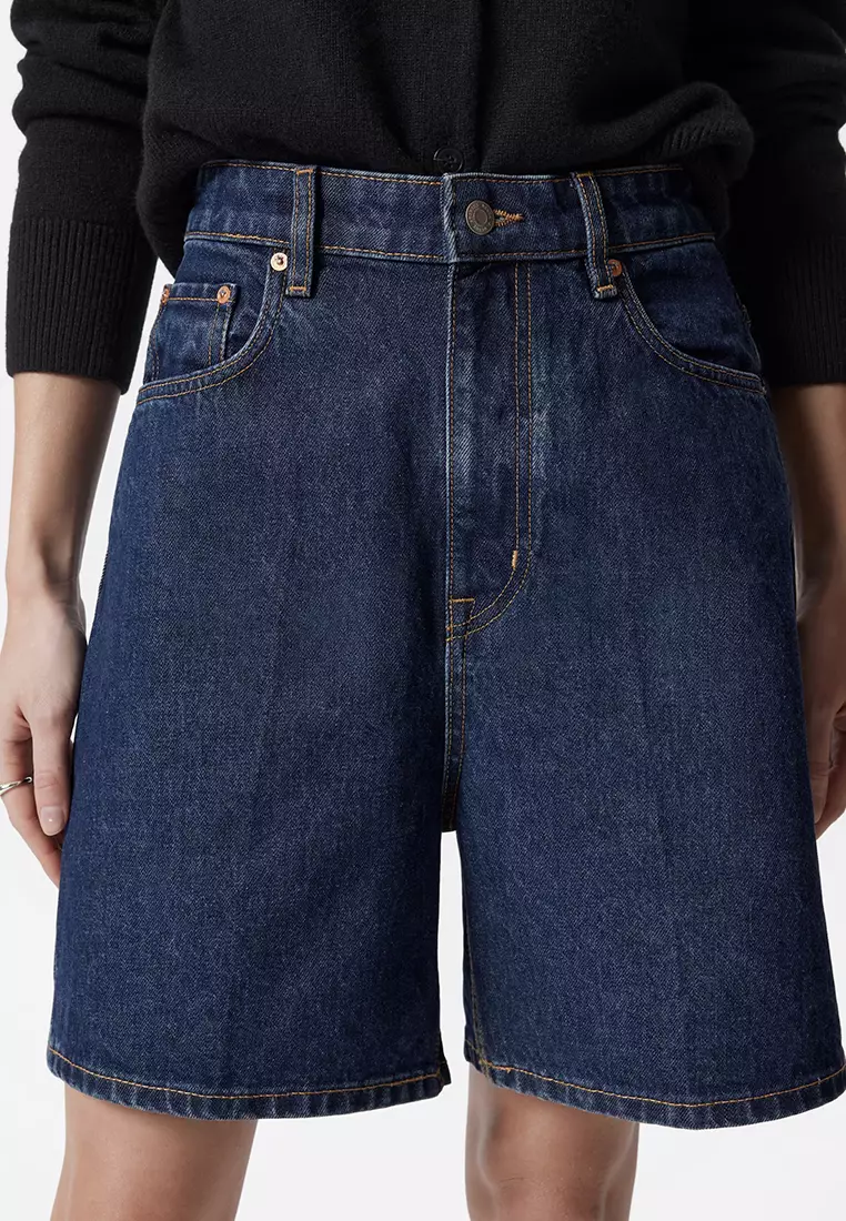 Wide-Leg Denim Shorts