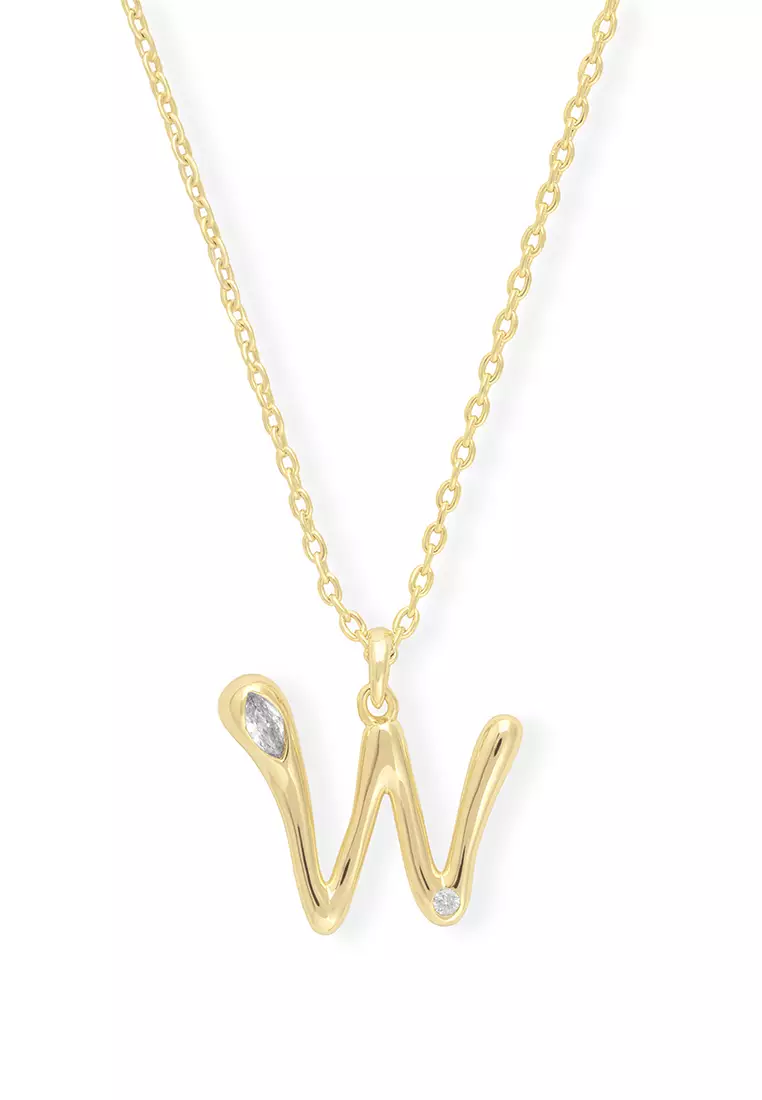 Gold letter w deals pendant
