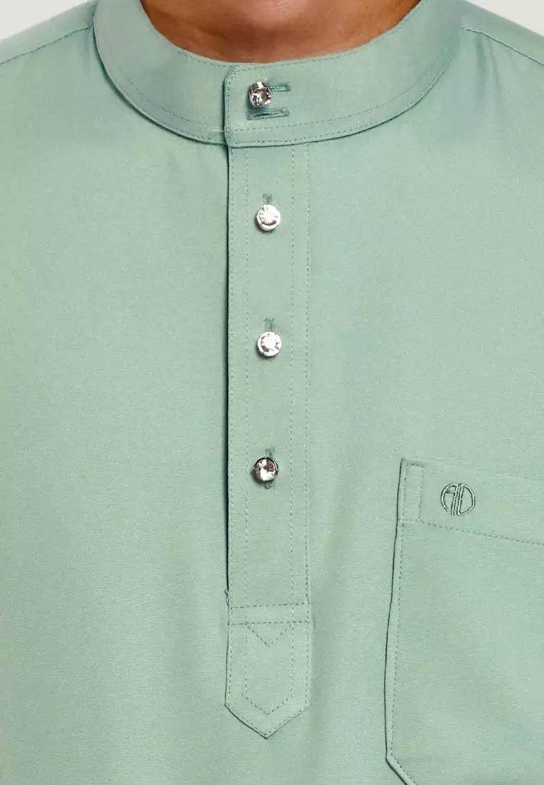 Alain Delon Baju Melayu Regular Fit Sedondon anak Budak - 19025001-45DustyGreen