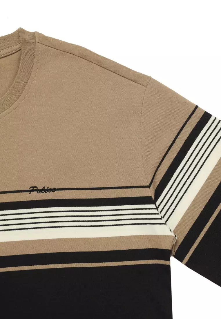 POLICE T-Shirt Salur Bordir Cotton Premium Tebal Pria 53024